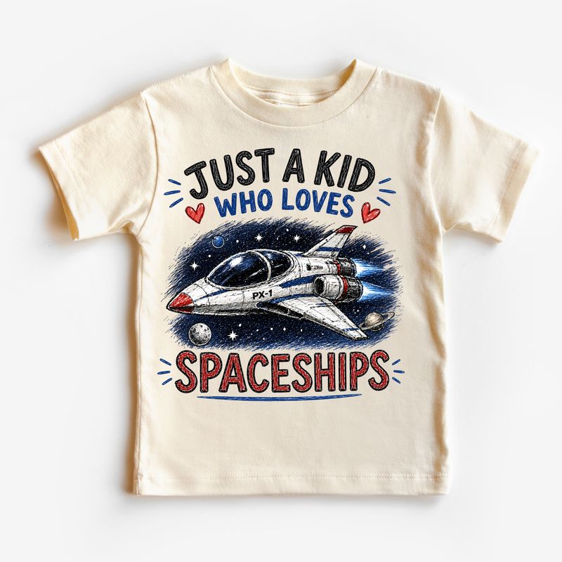 Just a Kid Who Loves Spaceships Kids Graphic T-Shirt 5T
