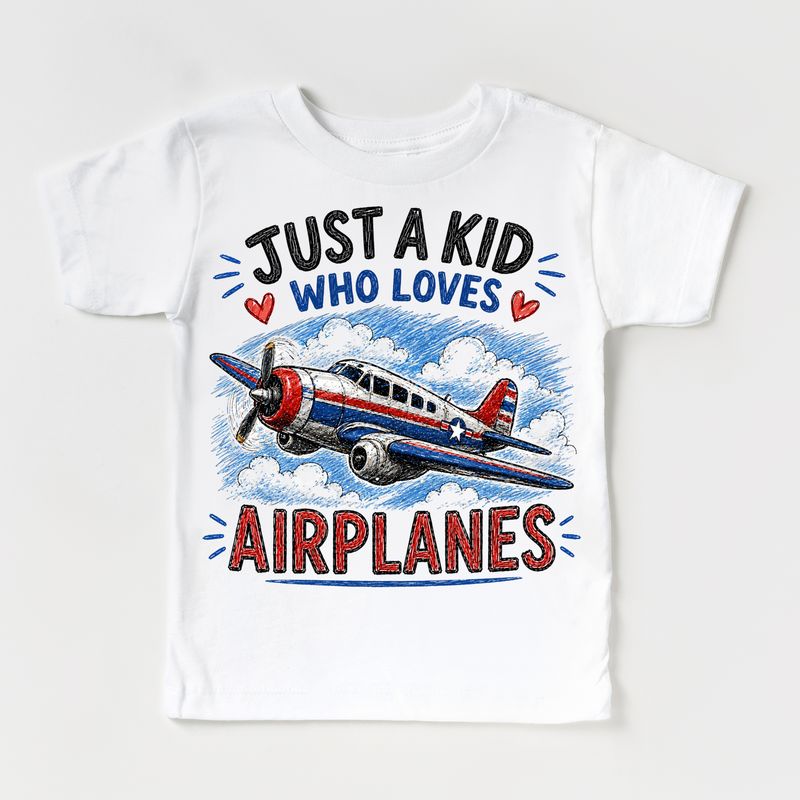 Just a Kid Who Loves Airplanes Kids Graphic T-Shirt 2T