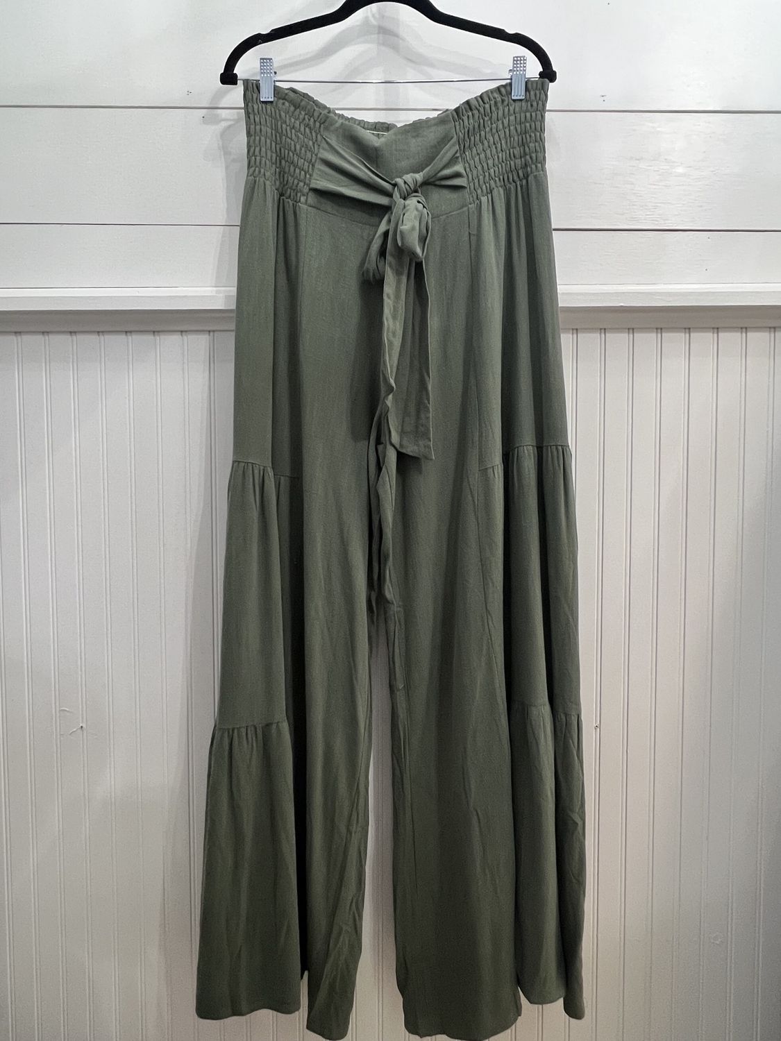 PLUS SIZE SMOCKING WIDE PANTS