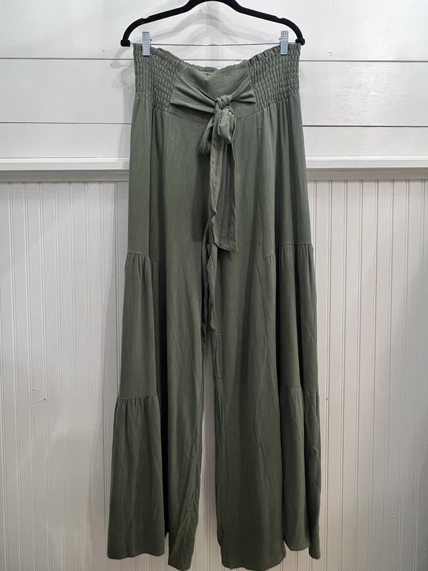 PLUS SIZE SMOCKING WIDE PANTS