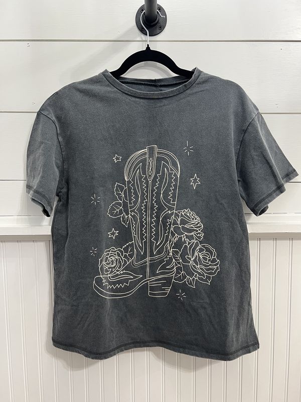 Western Cowboy Boots Flower Tee
