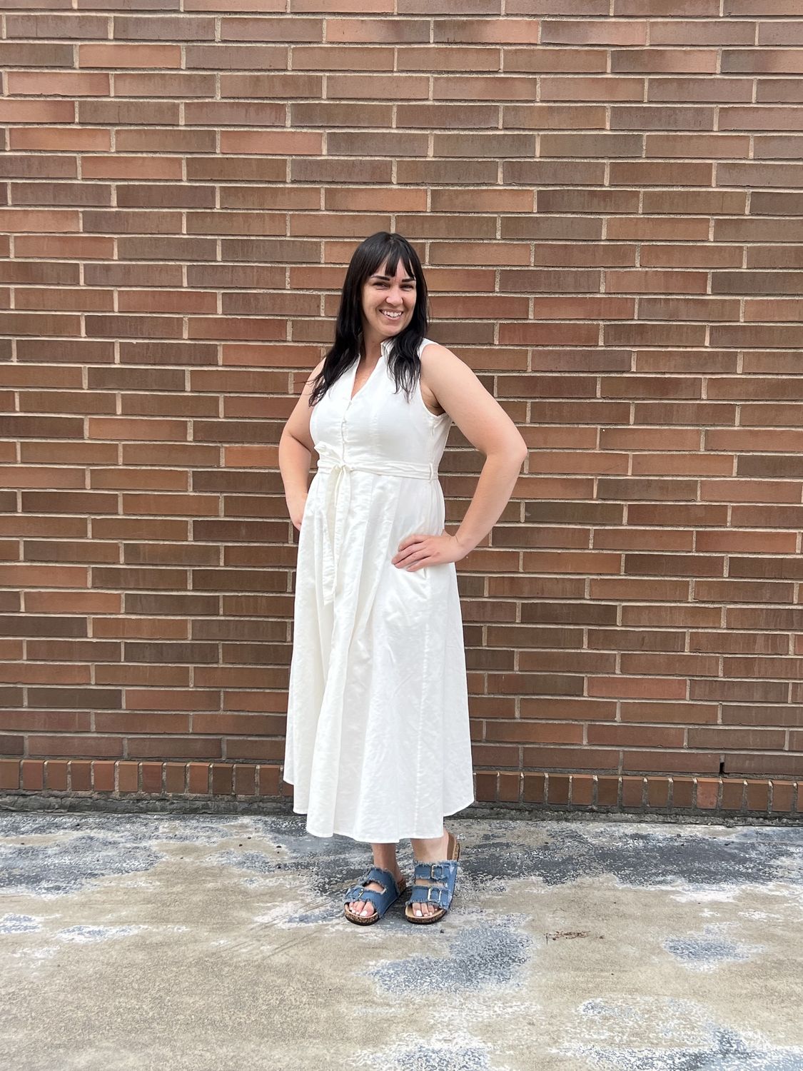 Sleeveless Midi Dress Off White