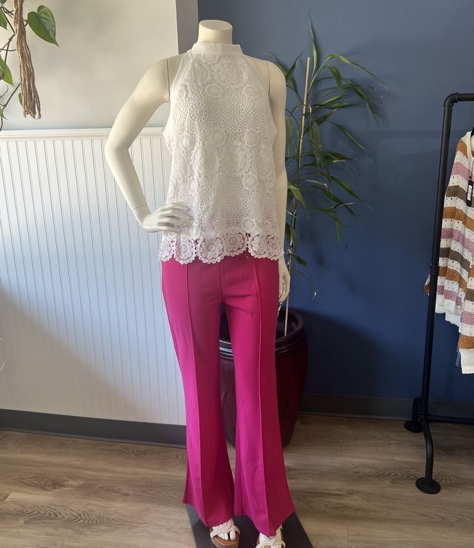 High Waist Crepe Flare Pants
