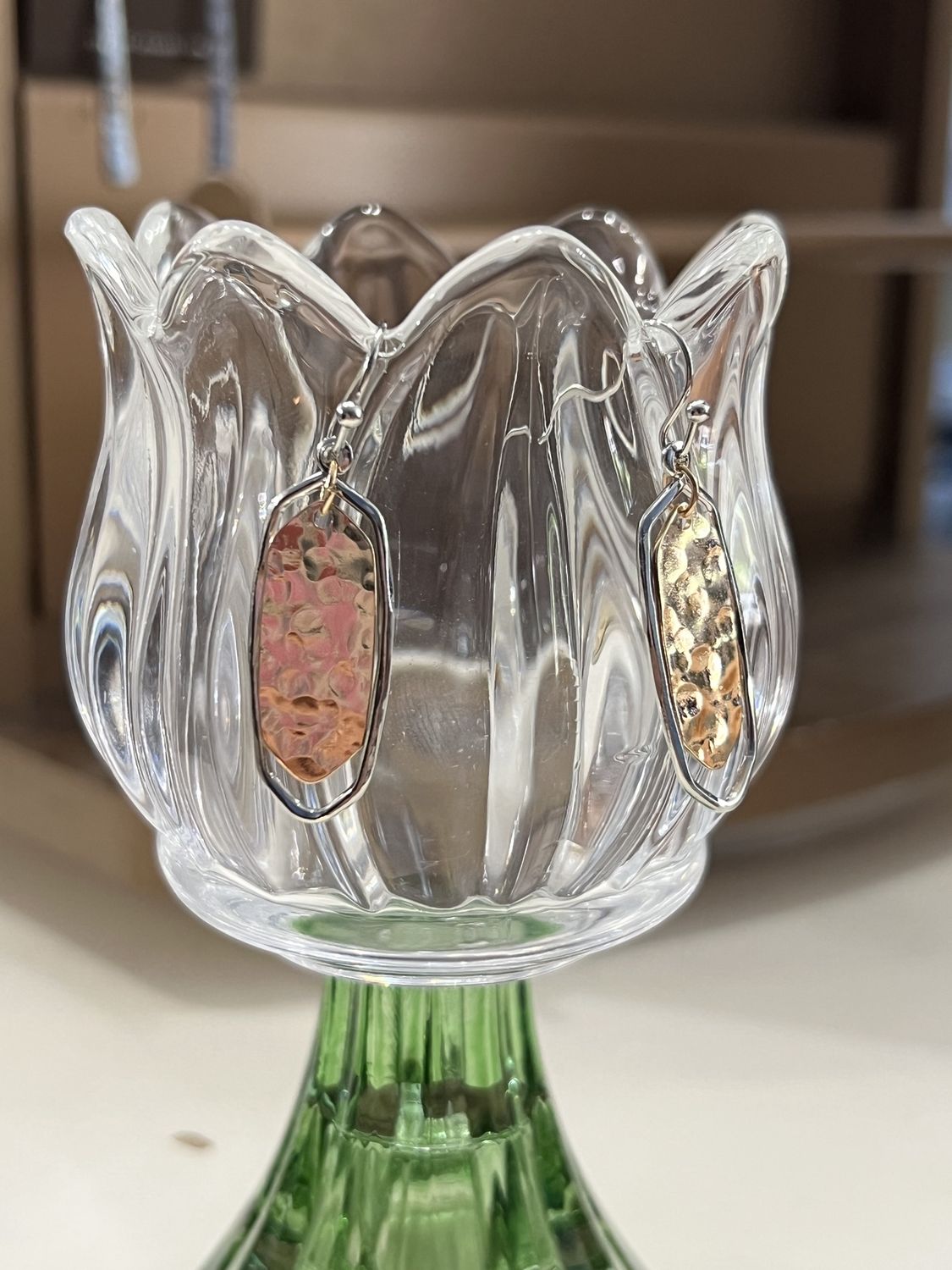 Two Toned Dangling Earrings