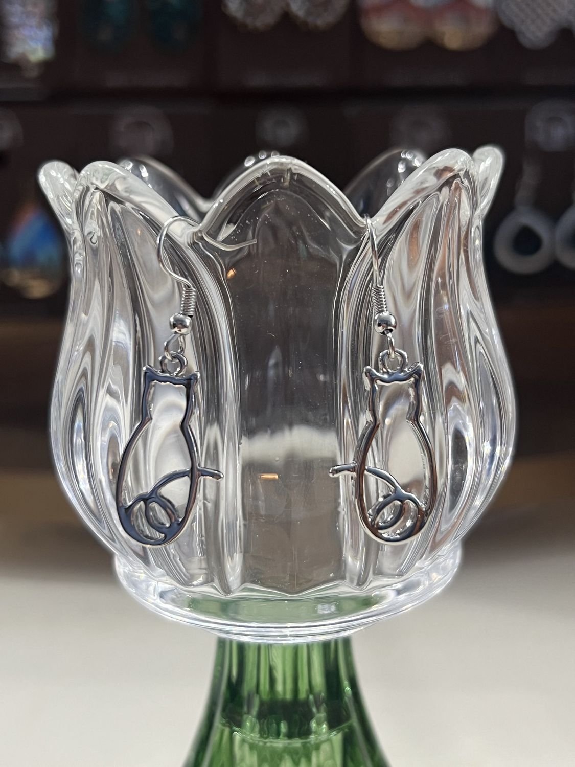 Silver Cat Earrings