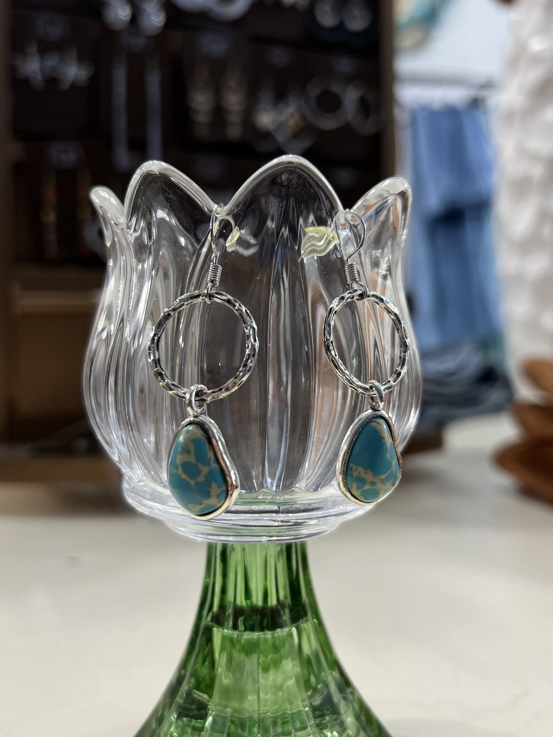 Silver Dangling Hoops