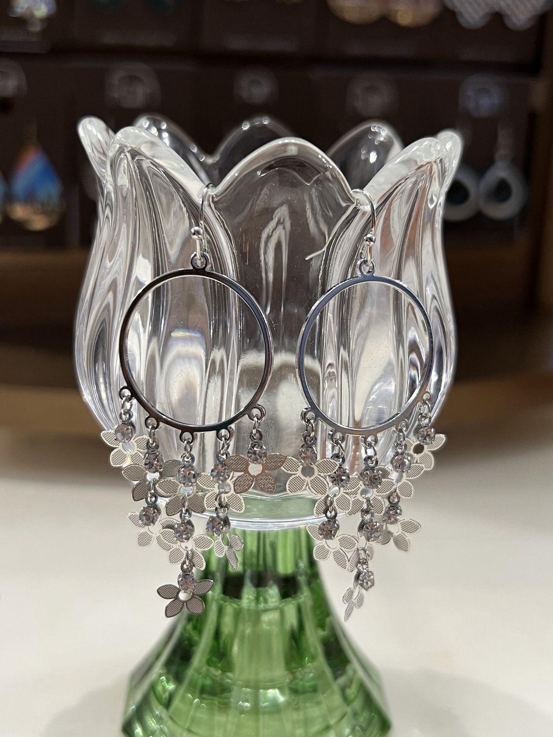 Hoop Flower Earrings