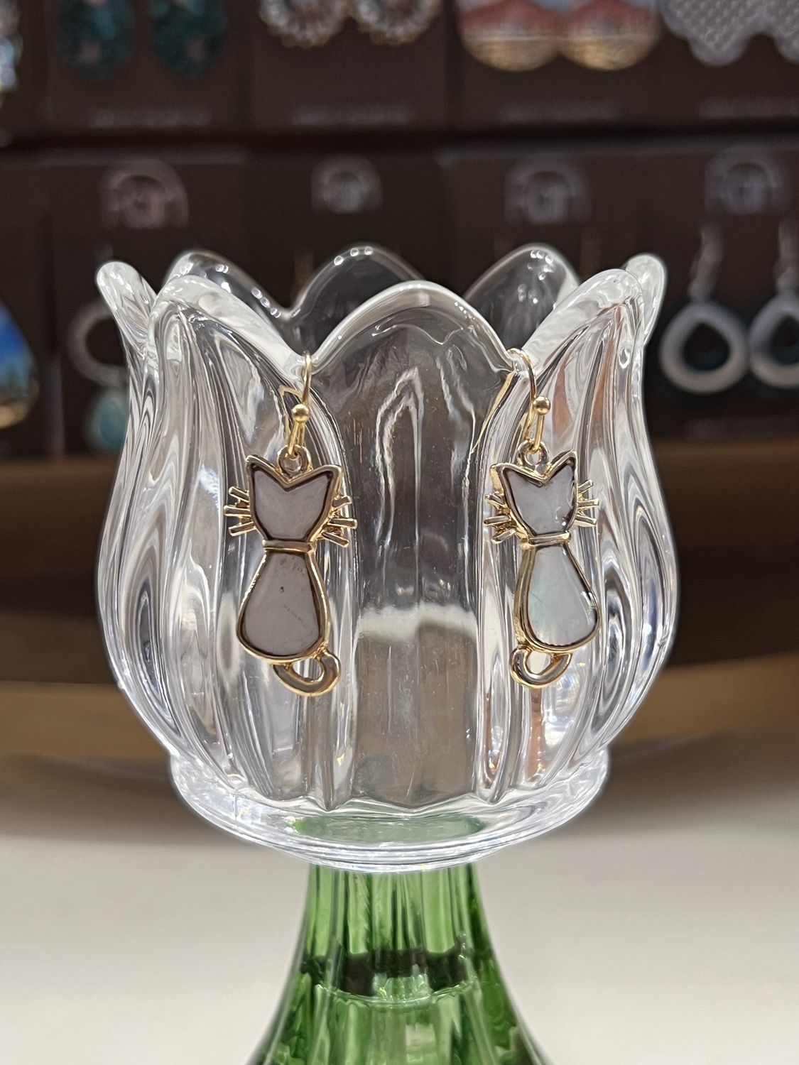 Pearly Cat Earrings