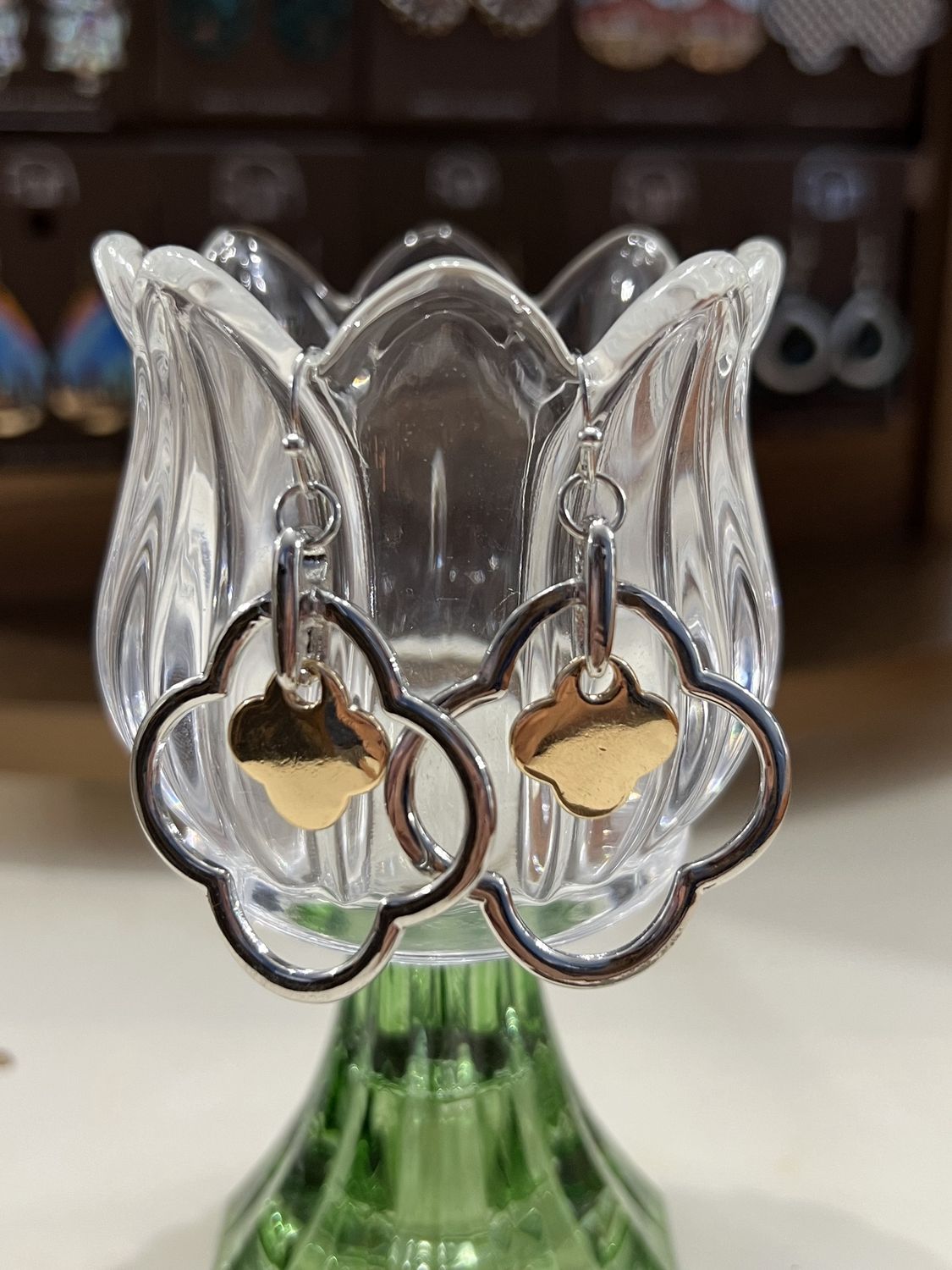 Two Toned Clover Earrings