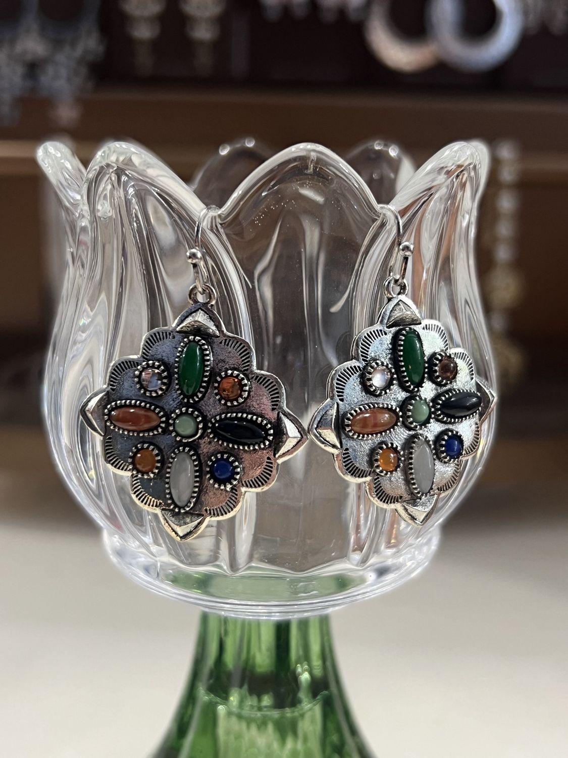 Silver Gem Earrings