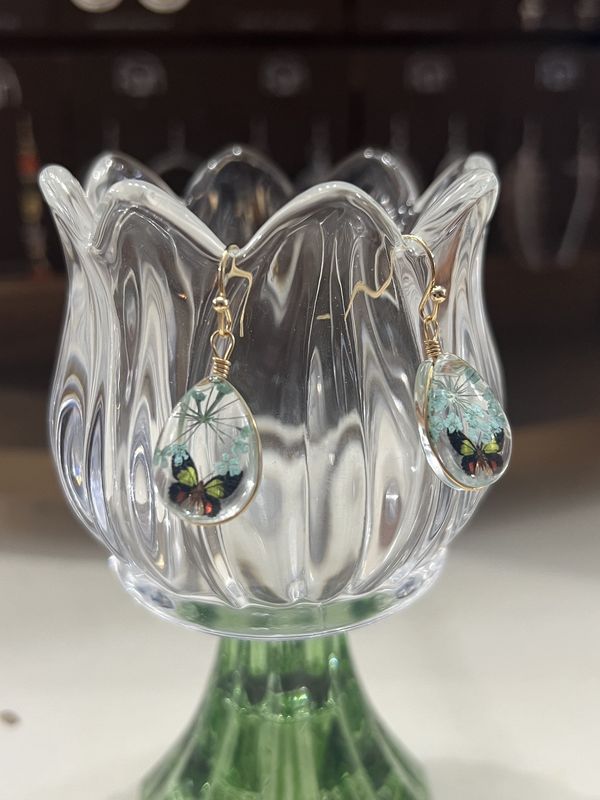 Dainty Butterfly Teardrop Earrings