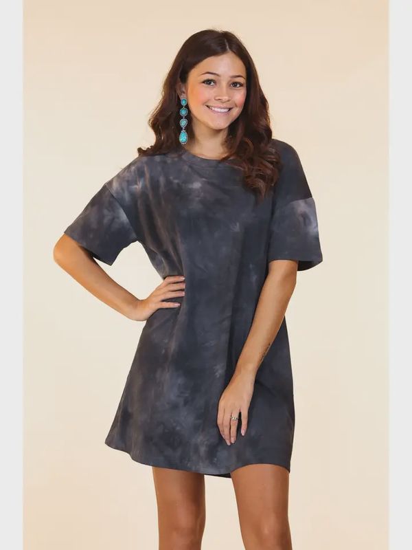 Black Tie Dye T-Shirt Dress