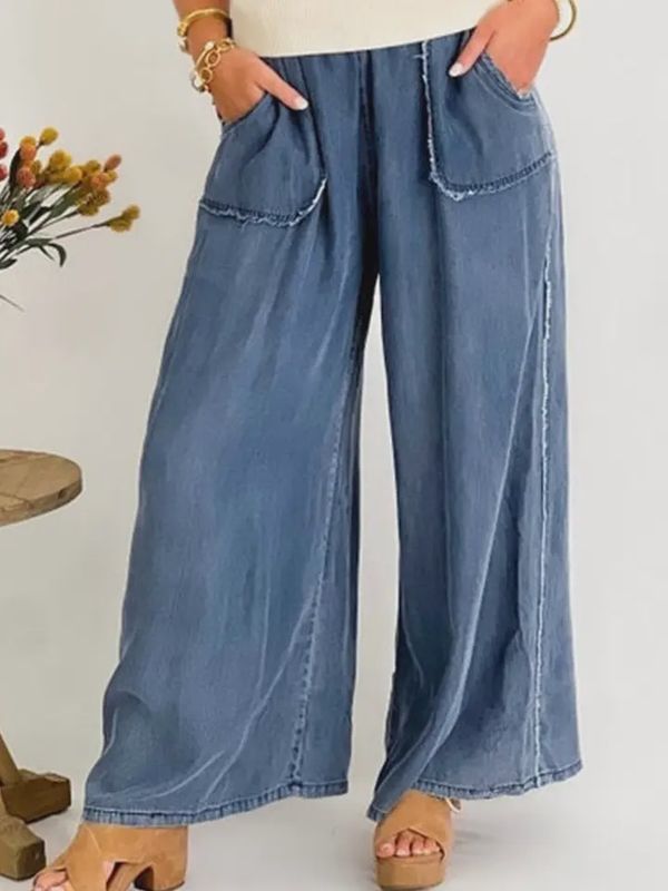 Denim Chambray Raw Edge Pants