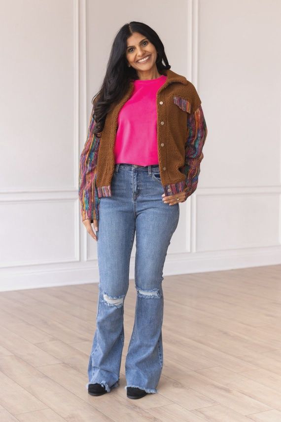 Distressed High Rise Flares Jeans