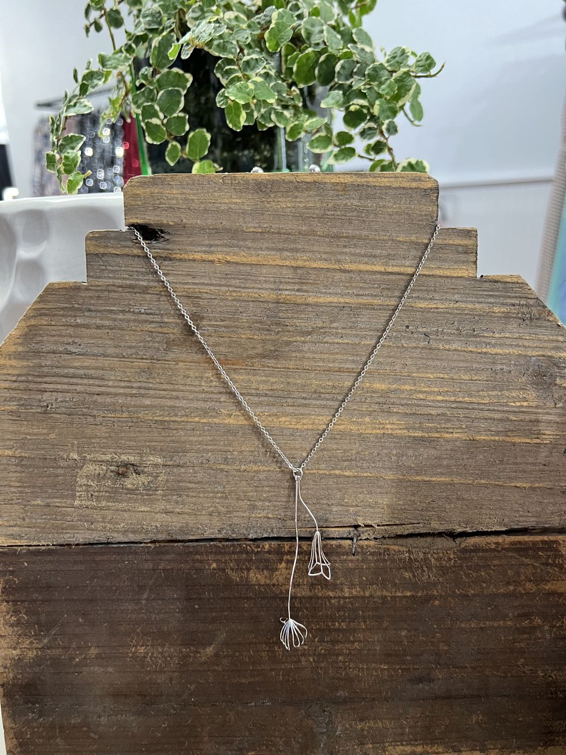 Rain Silver Flower Necklace