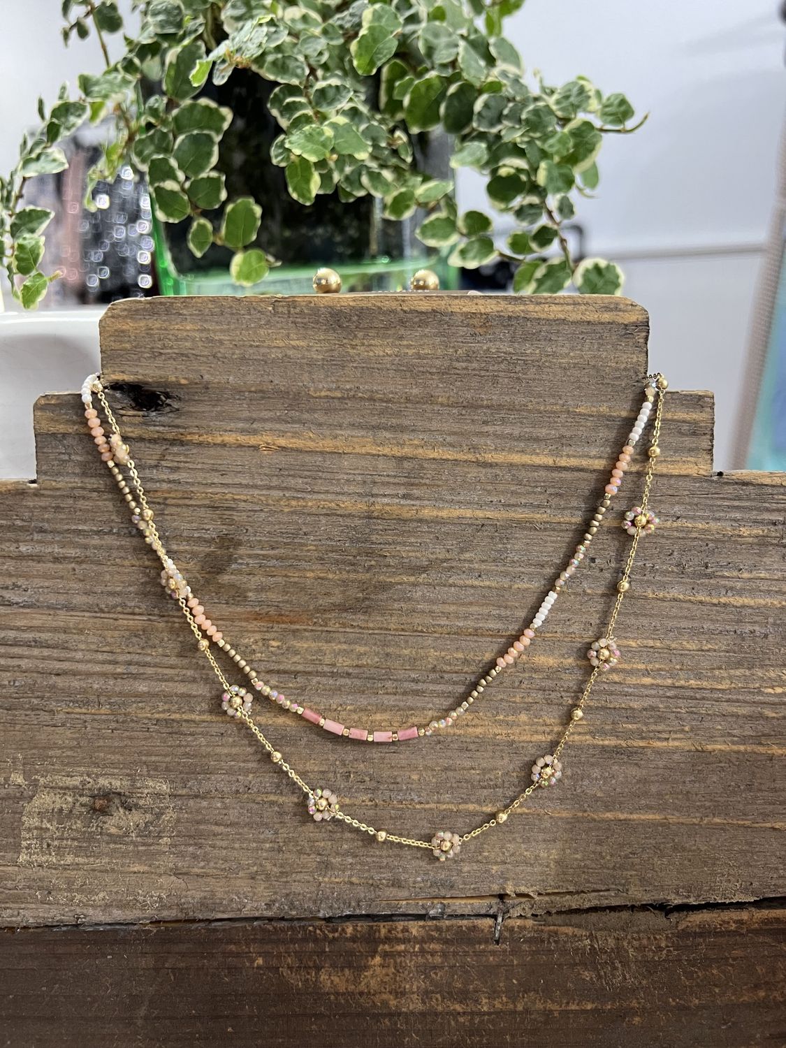 Rain Bead Flower Necklace
