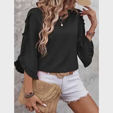 Seven Quarter Sleeve Top/ Black