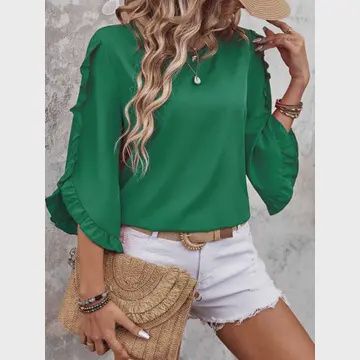 Seven Quarter Sleeve Top/Green