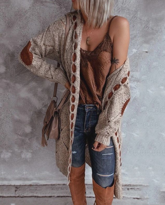 Knit Hooded Cardigan