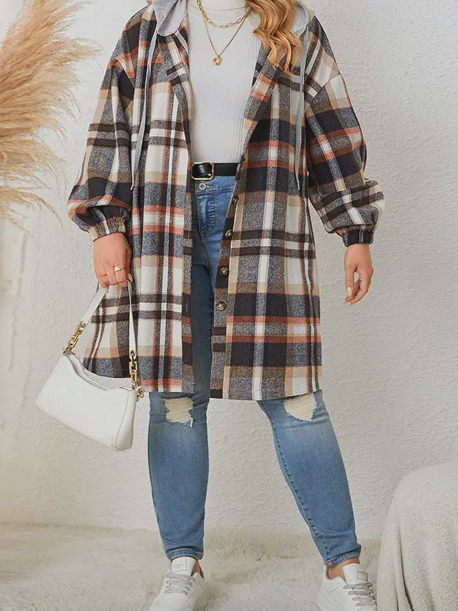 Plus Size Hooded Flannel