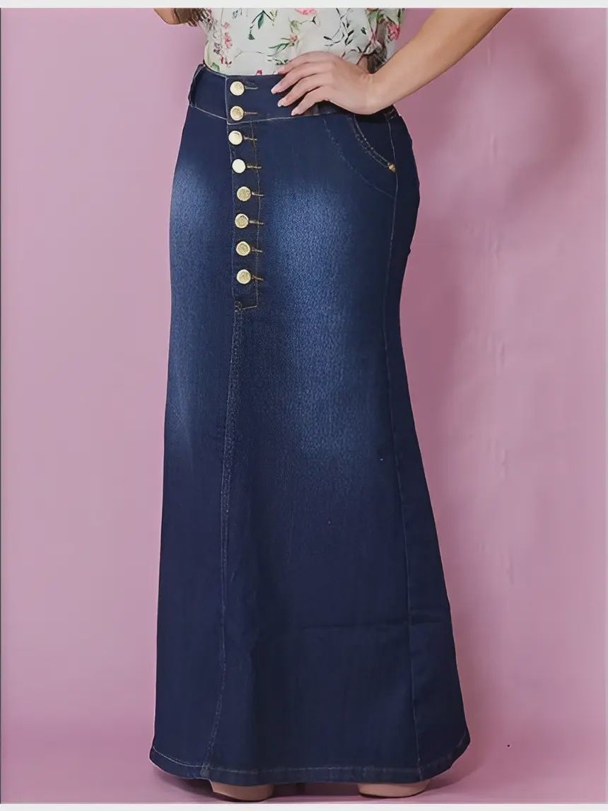 Slim Maxi Denim Skirt