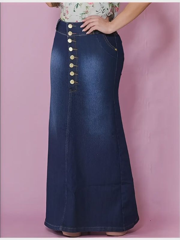 Slim Maxi Denim Skirt