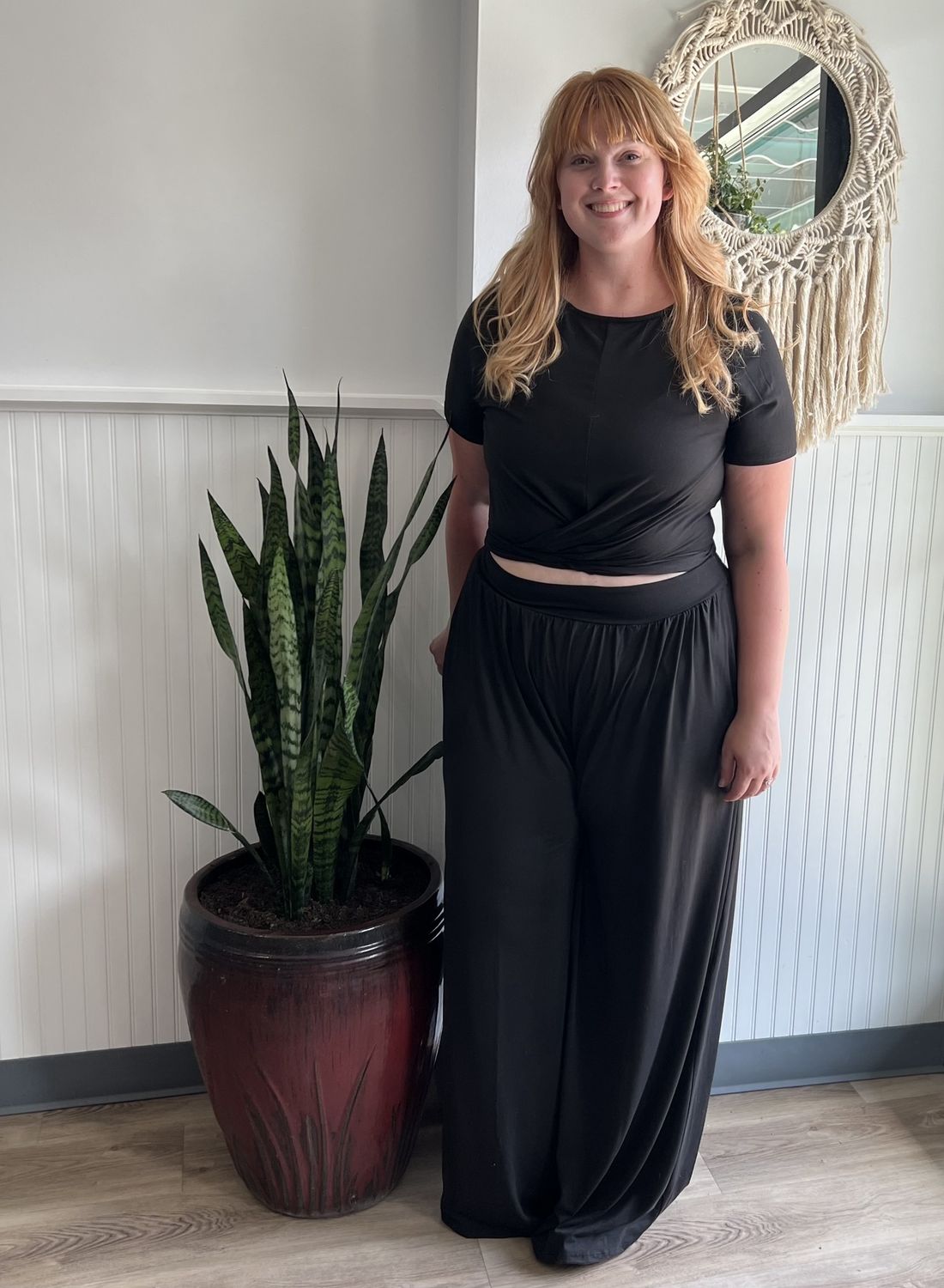 Wrap Around Top and Palazzo Pants, Size: XL