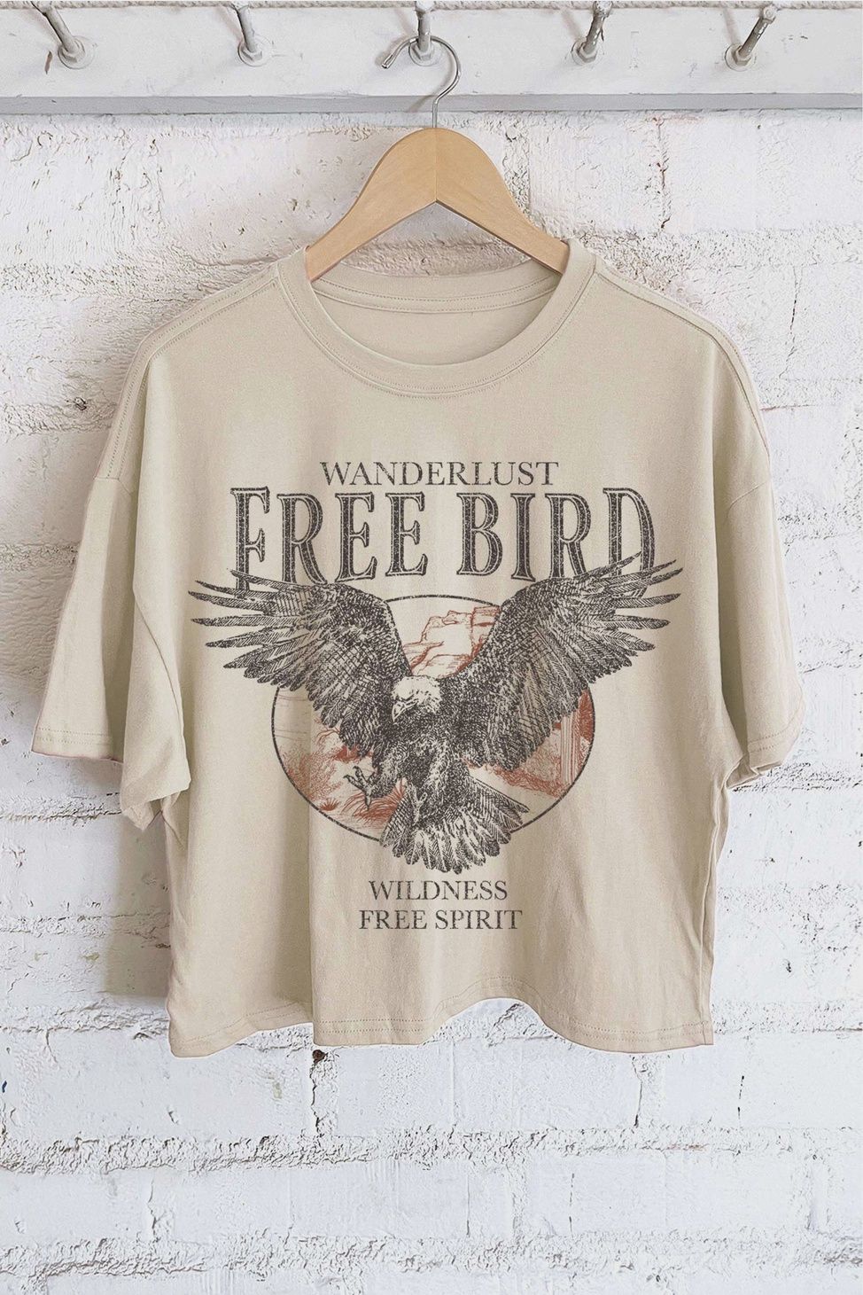 FREE BIRD EAGLE GRAPHIC LONG CROP TOP