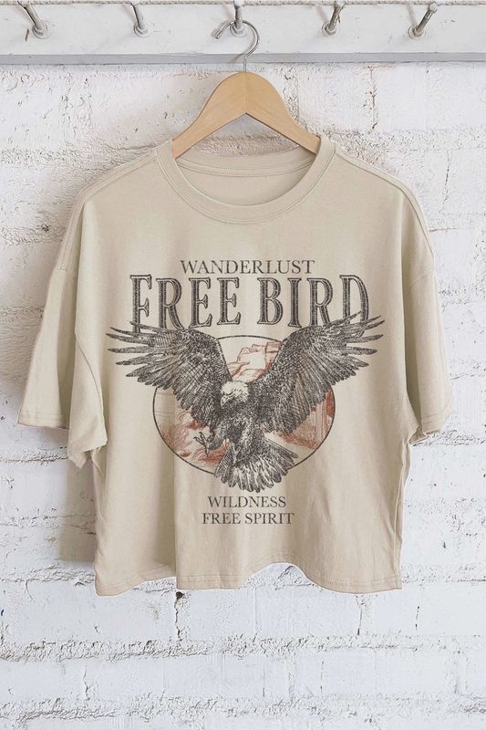 FREE BIRD EAGLE GRAPHIC LONG CROP TOP