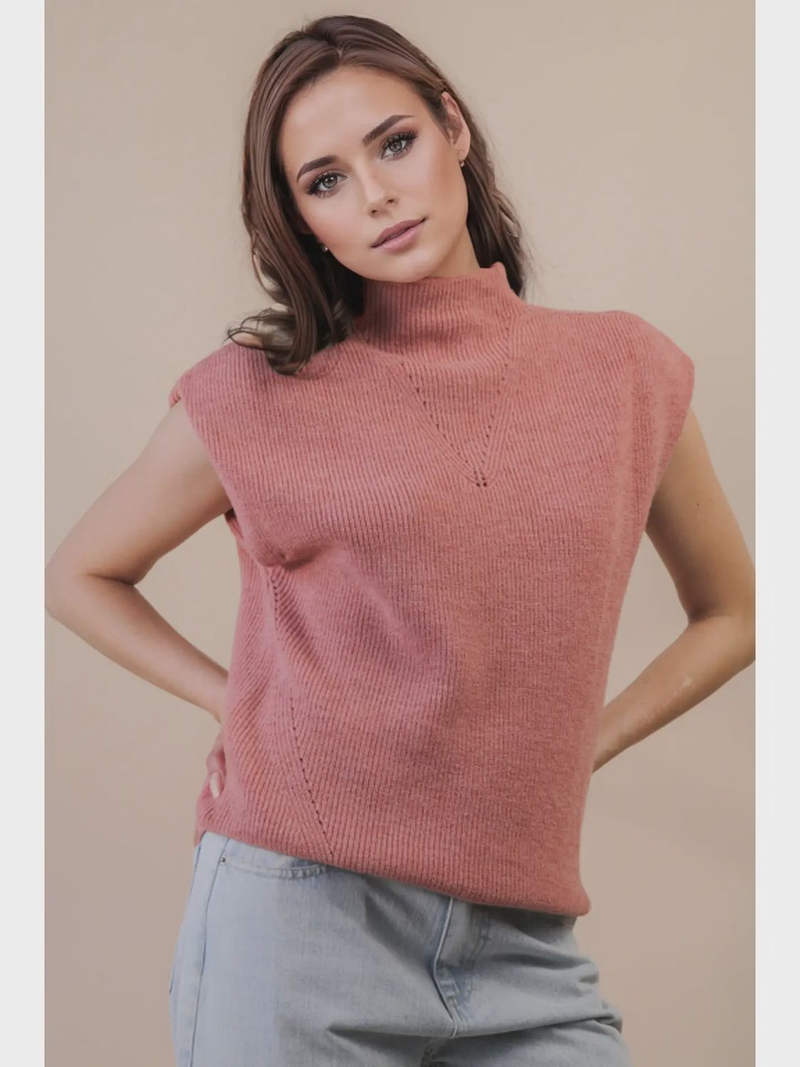 Soft Knit Sweater Vest Top/blush