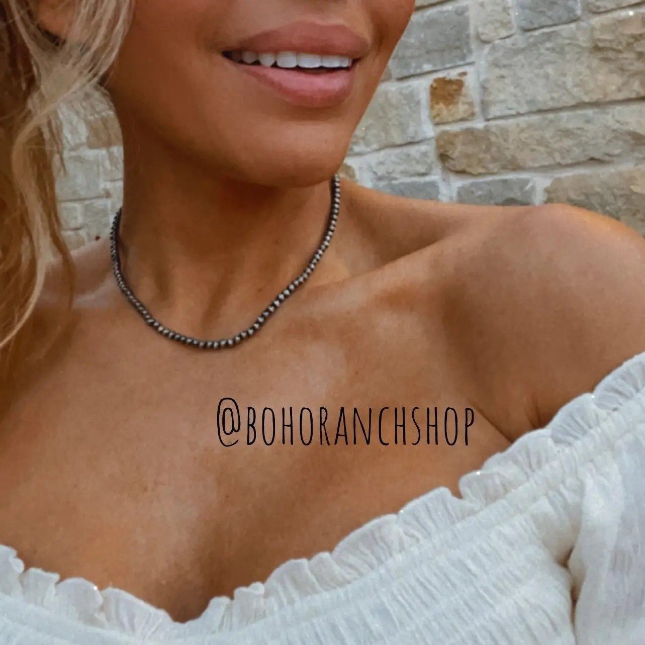 Western Navajo Bead Choker Necklace 4mm