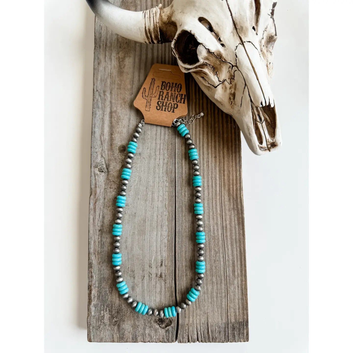 Western Navajo Style Pearl with Stone Necklace