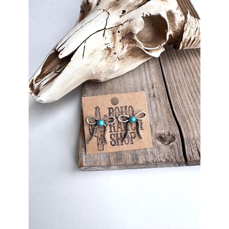 Western Coquette Bow Stone Stud Earrings