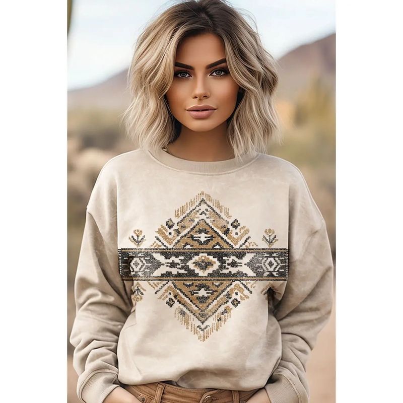 VINTAGE AZTEC MINERAL GRAPHIC SWEATWHIRTS