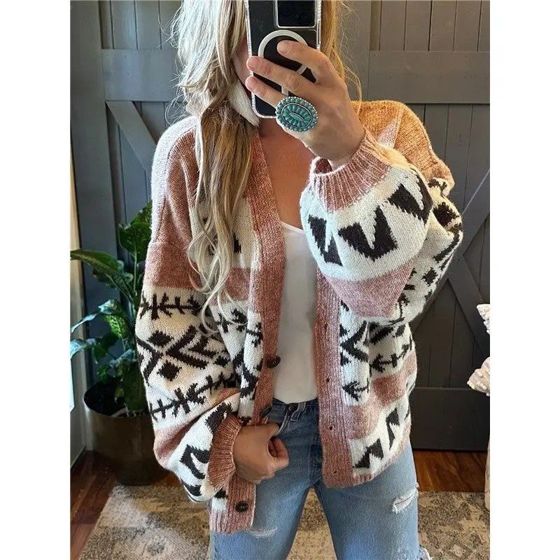 Loose Knit Cardigan Sweater
