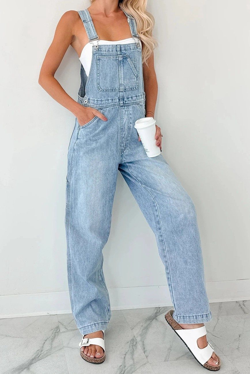 Denim Overalls Jumpsuit, Size: SM