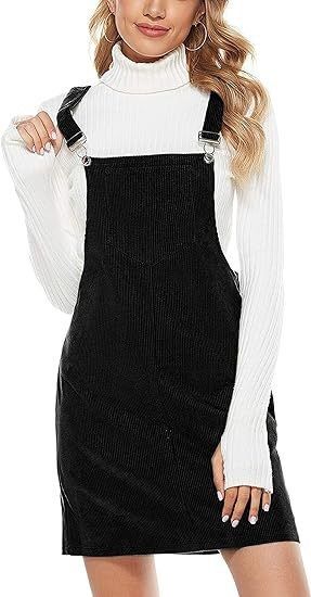 Short corduroy overall jumper, Colour: Black, Size: SM