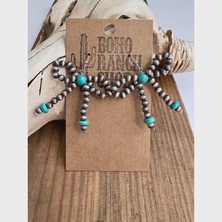 Western Navajo Style Bead Coquette Bow Earrings