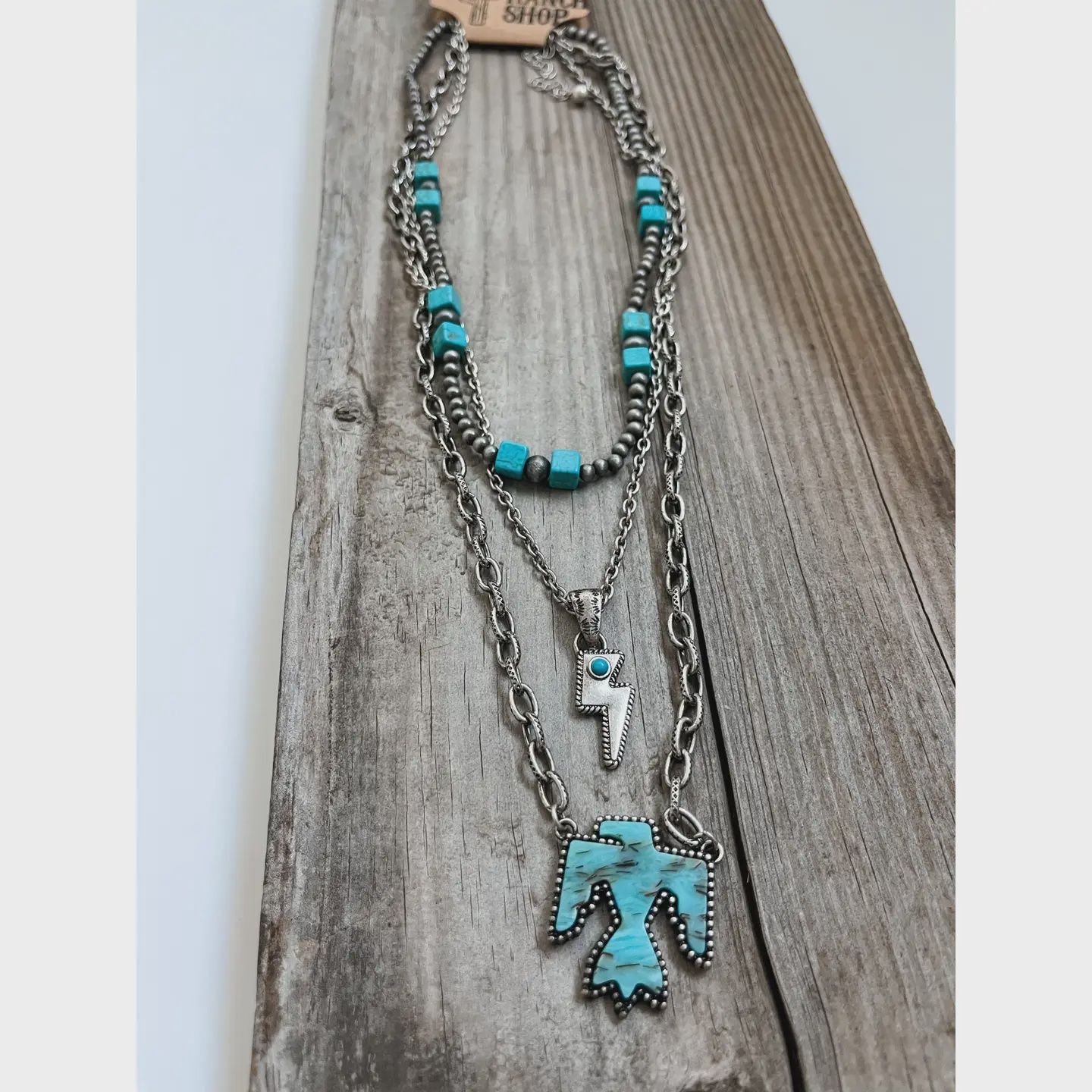 Layered Thunderbird Lighting Bolt Pendant Choker Necklace
