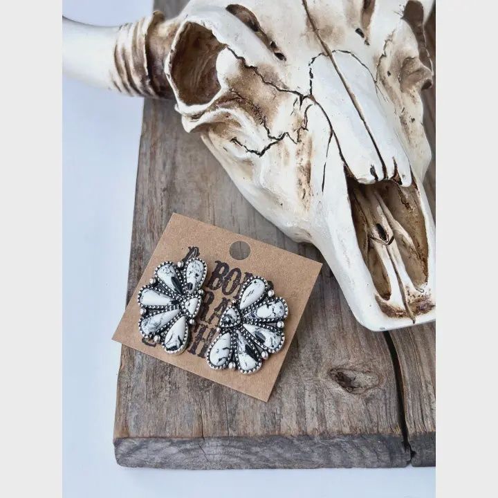 Western Squash Blossom - Stone Stud Earrings