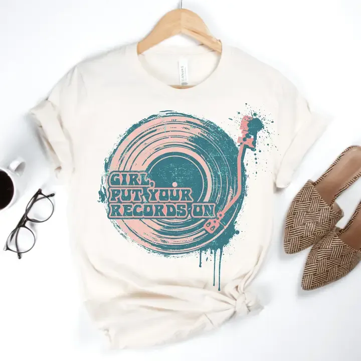 Put Your Record Vintage Vinyl Shop Music Rocker Graphic Tee