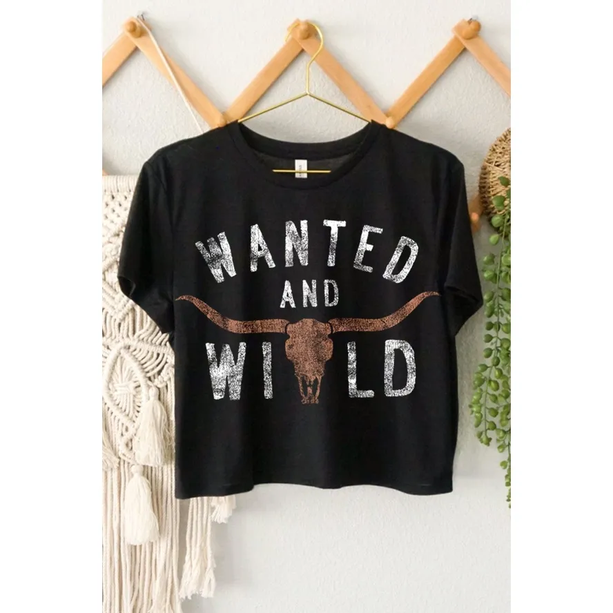 Wanted and Wild Graphic Crop Top, Size: SM