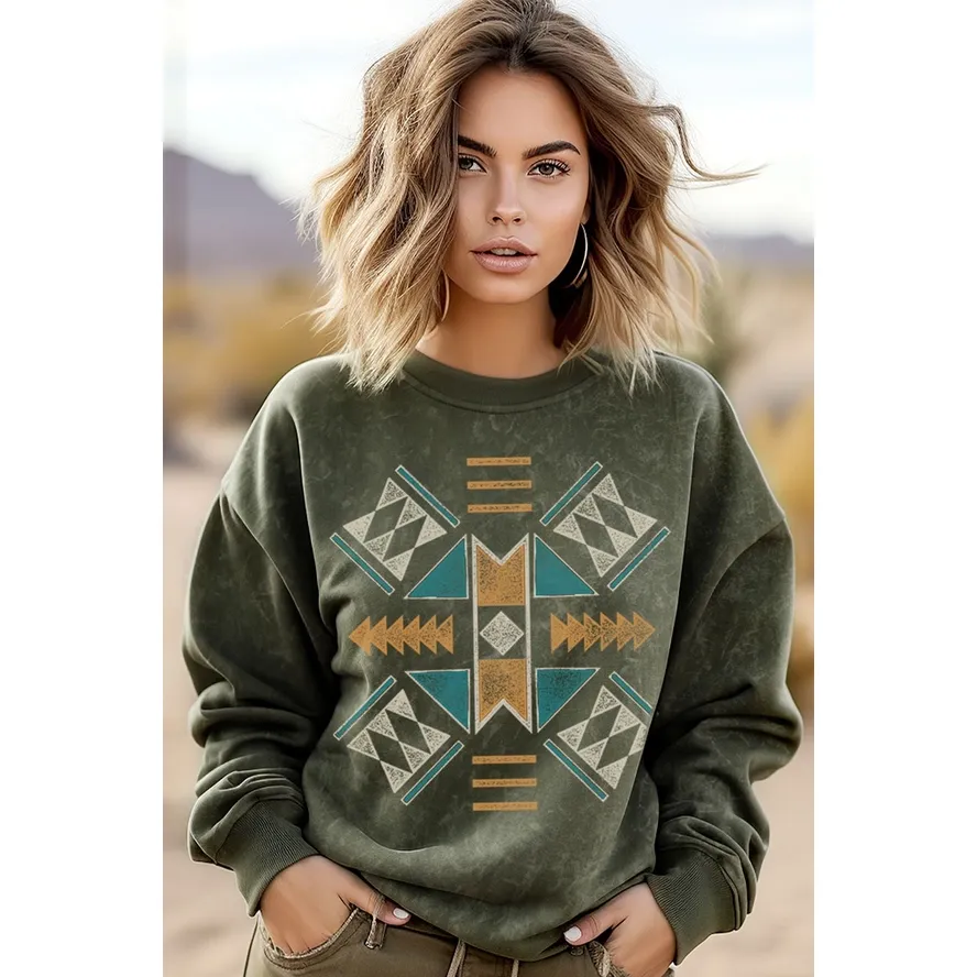 Aztec Mineral Graphic Sweatshirts, Size: SM