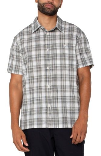 LIVERPOOL BUTTON UP SHORT SLEEVE SHIRT/SAGE GREY MULTI, Colour: sage/grey multi, Season: s25, Size: L