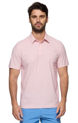 FLAG & ANTHEM STATELINE SS GEO DOT PERFORMANCE POLO, Colour: coral combo, Size: M