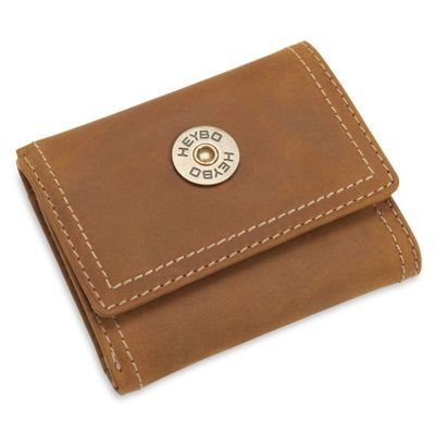 HEYBO  LEATHER TRI-FOLD WALLET-BROWN