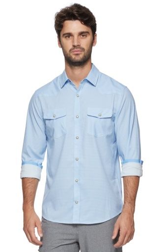 FLAG & ANTHEM VARNELL LS PERFORMANCE WESTERN SHIRT, Colour: light blue/white, Size: S