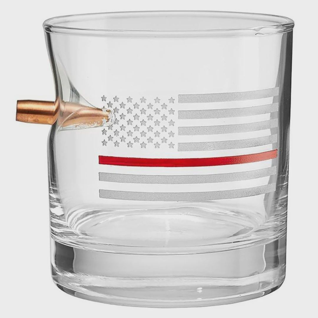 BENSHOT THIN LINE ROCKS GLASS 11OZ, Colour: thin red line, Size: rocks