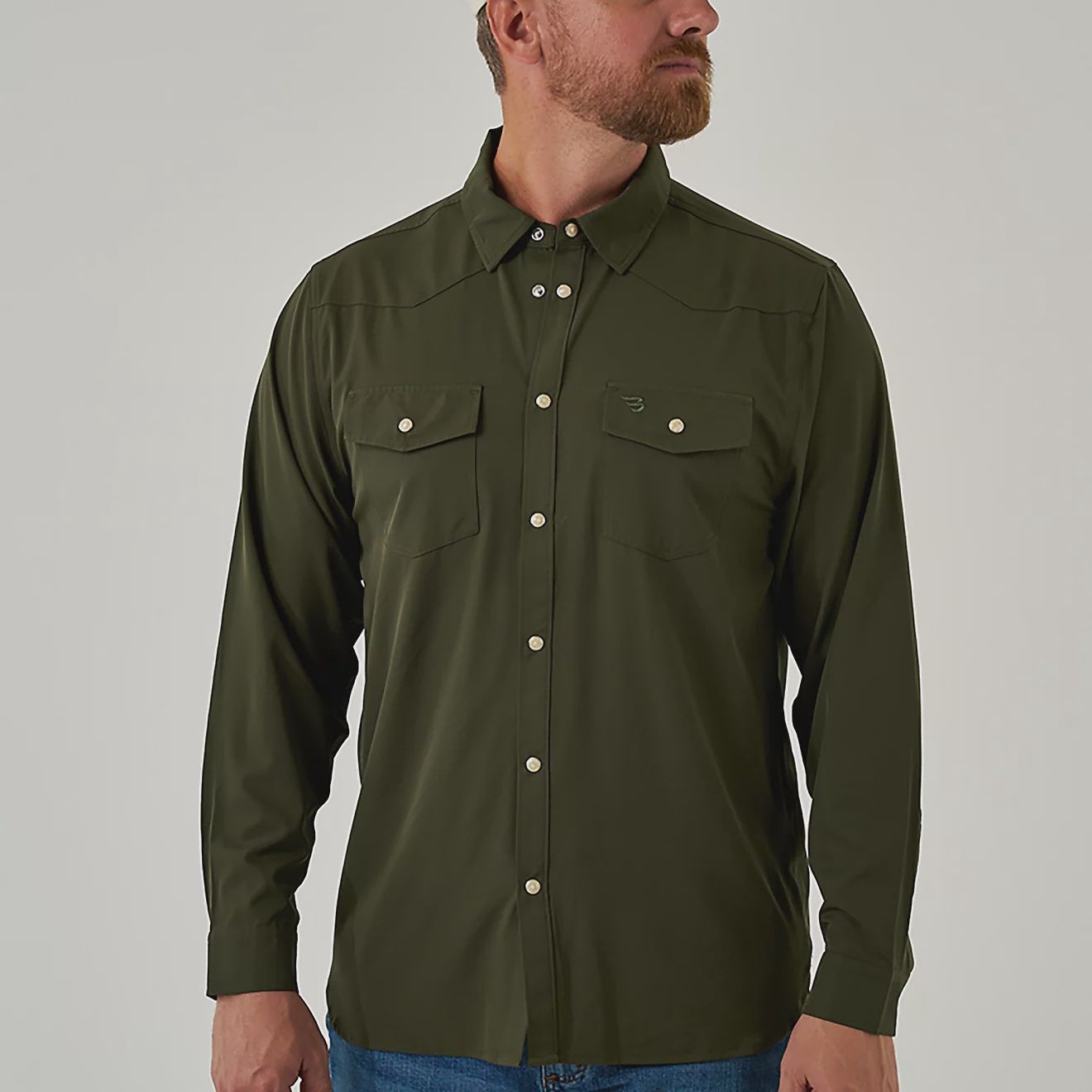 BURLEBO PERFORMANCE LS WESTERN SHIRT, Colour: LS - MALLARD GREEN, Size: Small