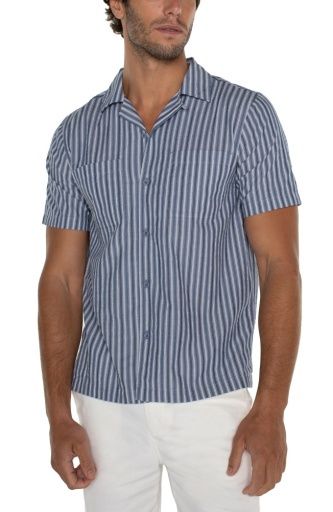 LIVERPOOL BUTTON UP CAMP SHIRT, Colour: blue+white mult, Size: M